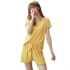 Pajama Women's Summer 2022 new Ice Silk thin short-sleeved shirt and shorts with chest pads, plus-size home wear two-piece set Item Picture